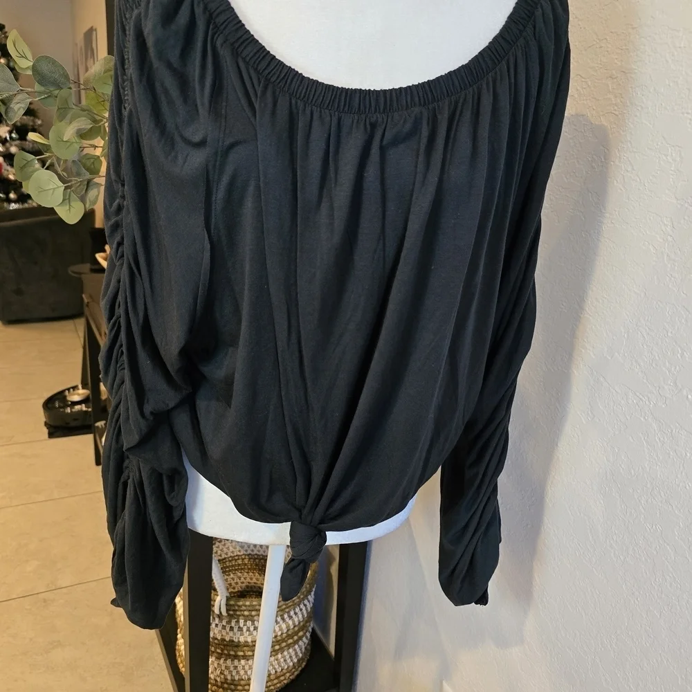 Free People We The Free Women’s Black Care Serenade Long Sleeve Tee Oversized M